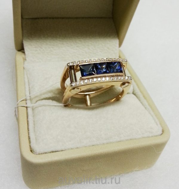 Мужское кольцо с сапфирами и бриллиантами