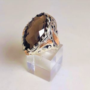 Кольцо из серебра и золота с раухтопазом