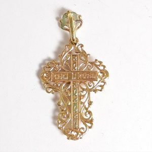 Подвеска-крест из золота с фианитом